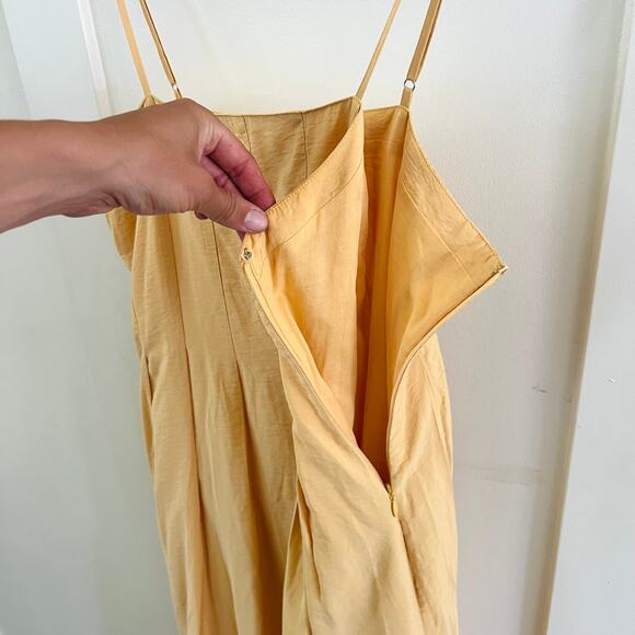 Madewell Yellow Pleated Midi Dress Women's Size 8 Style NL124 - Picture 9 of 11